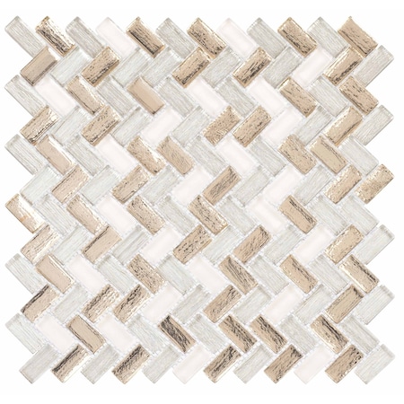 Andova Tiles Velmo 1 in. x 1.25 in. Glass Chevron / Herringbone Mosaic Wall Tile Andova Tiles